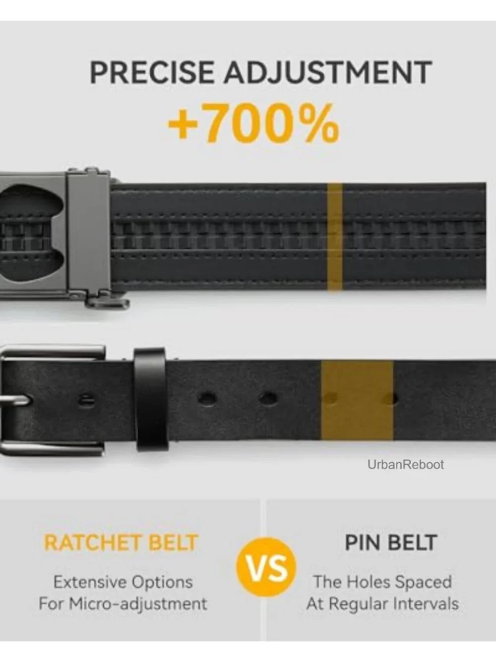 Genuine Leather Ratchet Belt for Men, Adjustable 1 3/8 Inch, Holeless Design